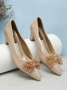 Flat n Heels Synthetic Patent Block Heel Pumps