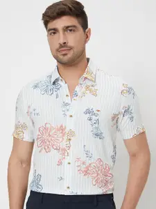 Mufti Men Spread Collar Floral Printed Slim Fit Casual Shirt