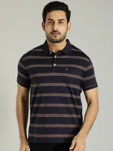 Indian Terrain Striped Polo Collar Pure Cotton T-shirt