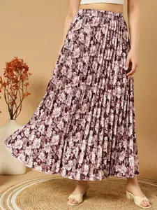 ZWERLON Floral Printed A-Line Maxi Skirt
