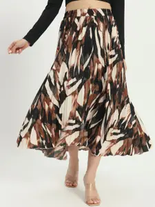 ZWERLON Women Abstract Printed Flared Skirt