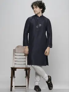 MAAHI FABS Floral Embroidered Mandarin Collar Kurta with Churidar