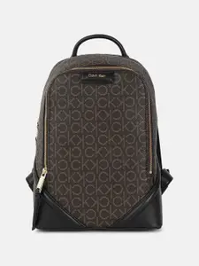 Calvin Klein Women Textured PU Structured Satchel with Applique