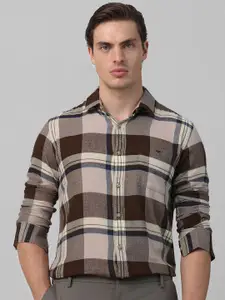 Mufti Men Spread Collar Checked Cotton Slim Fit Casual Shirt