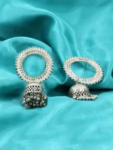 KRENOZ Silver-Plated Dome Shaped Jhumkas