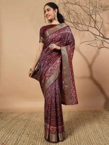RACHNA Warli Printed Zari Pure Silk Patola Saree