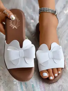 Shoetopia Women Synthetic Open Toe Flats with Bows