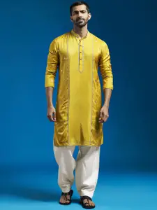 VASTRAMAY Floral Embroidered Thread Work Mandarin Collar Straight Kurta with Patiala