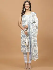 Meena Bazaar Floral Printed Unstitched Dress Material