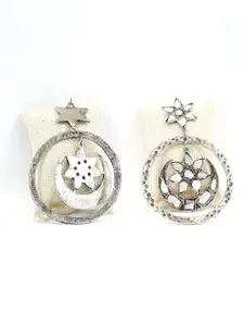 VAGHBHATT Silver Plated Classic Oxidised Chandbalis