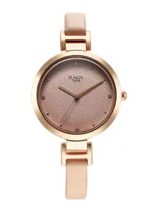 Titan Women Brass Dial & Leather Bracelet Style Straps Analogue Watch 2752WL01