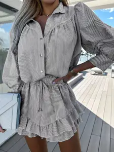 MIAKEE Weasly Striped Shirt With Short