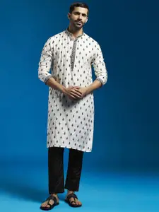 VASTRAMAY Men Floral Embroidered Regular Thread Work Kurta With Pyjama