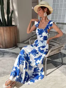 Kotty Women Floral Printed Square Neck Sleeveless Maxi Dress