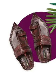 ROYAL KHWAAB Men Ethnic Leather Comfort Sandals