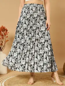 ZWERLON Printed A-Line Maxi Skirt