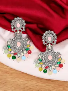 OOMPH Floral Kundan & Pearls Jadau Drop Earrings