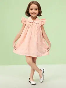 Toonyport  Girls Printed  Floral Peter Pan Collar Fit & Flare Dress