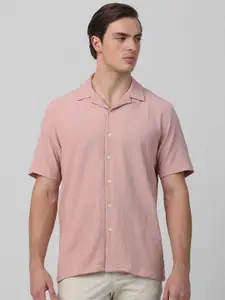 Mufti Men Cuban Collar Textured Relaxed Fit Casual Shirt