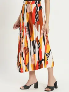 ZWERLON Printed A-Line Midi Skirt