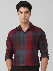 Mufti Men Spread Collar Tartan Checks Printed Cotton Slim Fit Casual Shirt