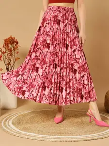 ZWERLON Printed A-Line Maxi Skirt