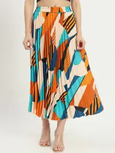 ZWERLON Printed A-Line Midi Skirt