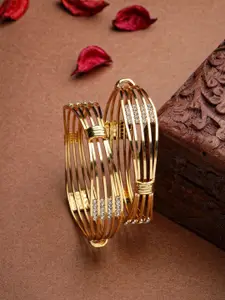 NVR Women Set of 2 Gold Plated American Diamond Studded Bangles
