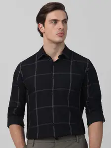 Mufti Men Spread Collar Windowpane Checked Cotton Slim Fit Casual Shirt