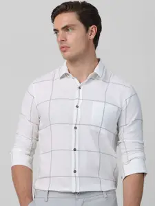 Mufti Men Spread Collar Grid Tattersall Checked Cotton Slim Fit Casual Shirt