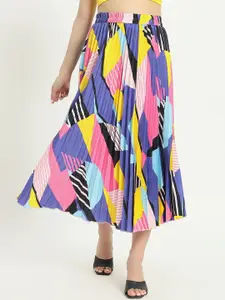 ZWERLON Printed A-Line Midi Skirt