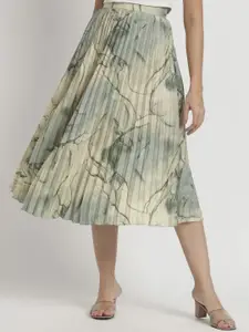ZWERLON Women Printed A-Line Midi Skirt