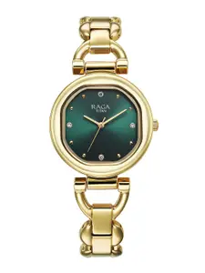 Titan Women Brass Embellished Dial & Stainless Steel Bracelet Style Straps Analogue Watch 95301YM01