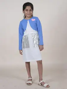 KiddoPanti Girls Embellished Crop Button Shrug