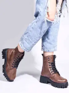JM Looks Women Lace-Up Chunky Boots