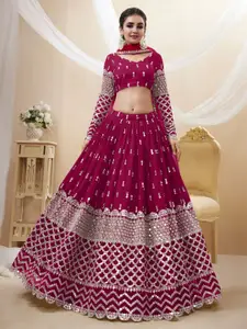 ODETTE Embroidered Semi-Stitched Lehenga & Unstitched Blouse With Dupatta