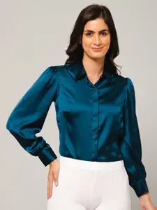 PURYS WORKSPACE Women Classic Spread Collar Solid Formal Shirt
