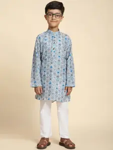 Pro-Ethic STYLE DEVELOPER Boys Paisley Printed Straight Pure Cotton Kurta with Pyjamas