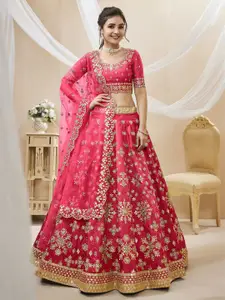 ODETTE Embroidered Semi-Stitched Lehenga & Unstitched Blouse With Dupatta