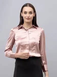 PURYS WORKSPACE Women Classic Spread Collar Solid Formal Shirt