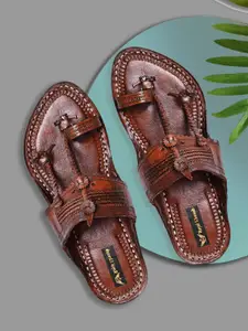 ROYAL KHWAAB Men Ethnic Leather Comfort Sandals