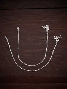Kushal's Fashion Jewellery Set Of 2 Silver Rhodium-Plated Anklets