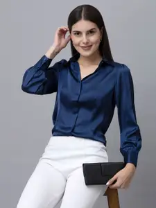 PURYS WORKSPACE Women Classic Spread Collar Solid Formal Shirt