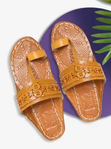 ROYAL KHWAAB Men Ethnic Leather Comfort Sandals