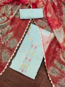 MANVAA Floral Embroidered Sequinned Unstitched Dress Material