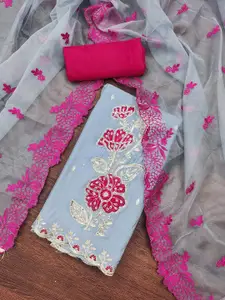 MANVAA Floral Embellished Sequinned Unstitched Dress Material