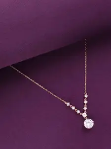 KAI JEWEL Rose Gold Plated 92.5 Sterling Silver Cubic Zirconia Necklace