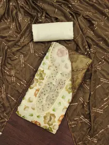 MANVAA Floral Embroidered Beads and Stones Organza Unstitched Dress Material