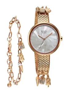 Titan Women Brass Embellished Dial & Bracelet Style Straps Analogue Watch 95253WM01F