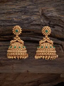 Kushal's Fashion Jewellery Gold-Plated Stones Studded Dome Shaped Jhumkas